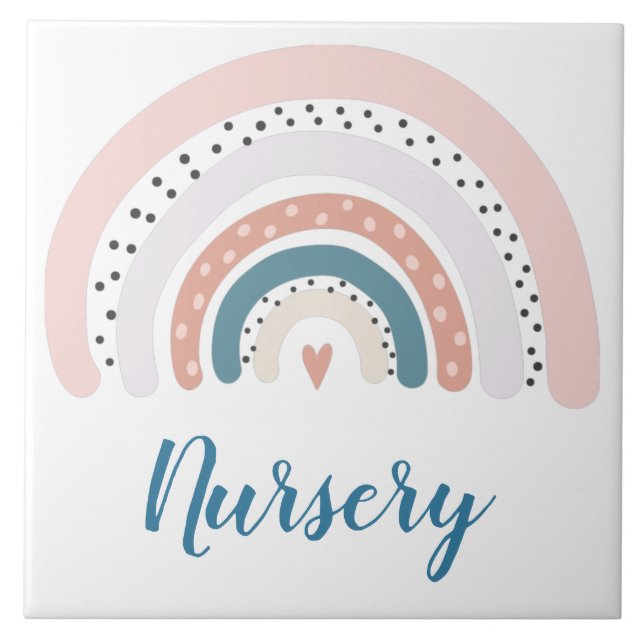 Azulejo cerâmico - Bolinhas modernas de arco-íris (Frente)