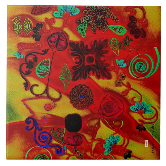 Azulejo cerâmico colorido (Frente)