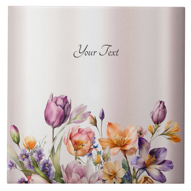 Azulejo cerâmico Colorido Flores de Mola (Frente)