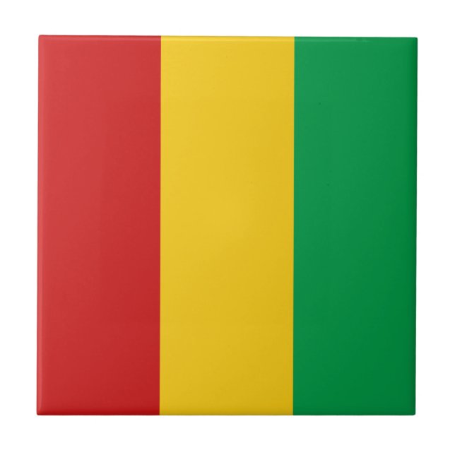Azulejo cerâmico com bandeira guineense (Frente)