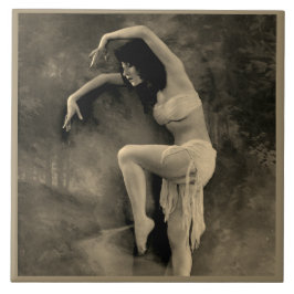 Azulejo cerâmico com foto de dançarino de vinheta