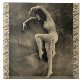 Azulejo cerâmico com foto de dançarino de vinheta