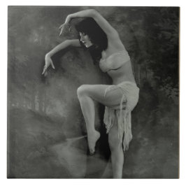 Azulejo cerâmico com foto de dançarino de vinheta