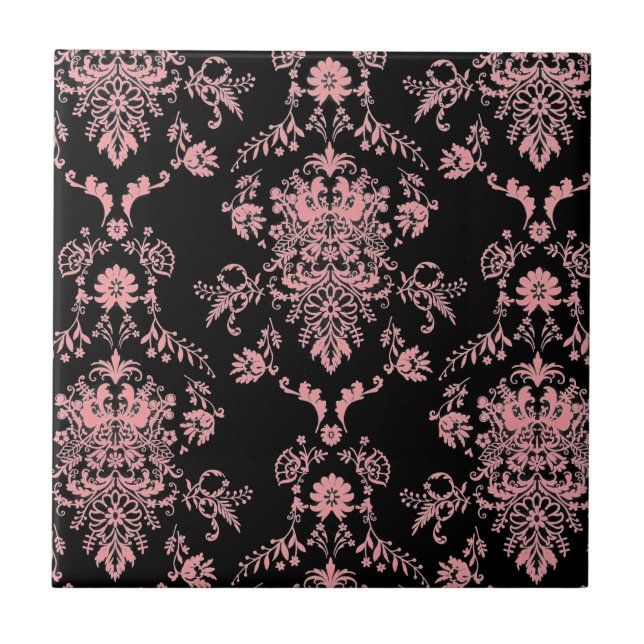 Azulejo cerâmico cor-de-rosa e preto (Frente)