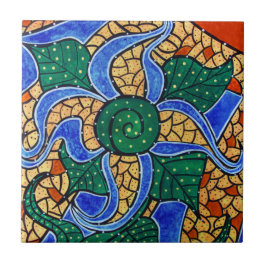 Azulejo cerâmico da arte da flor azul abstrata