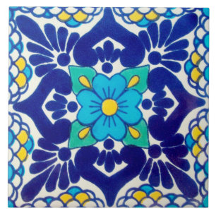 Azulejo cerâmico da foto da flor azul espanhola