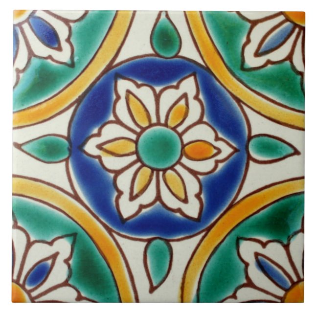 Azulejo cerâmico da foto da flor espanhola (Frente)