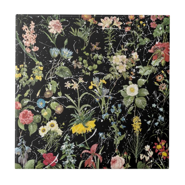 Azulejo cerâmico da foto de Millefleur (Frente)