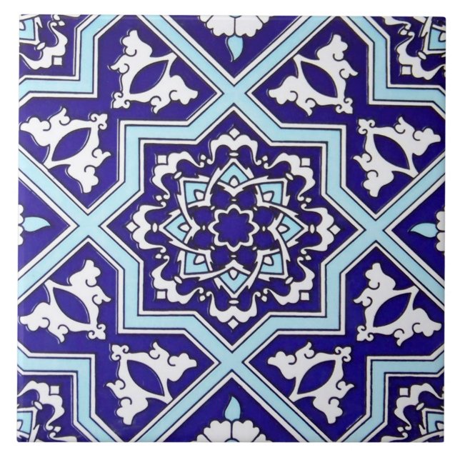 Azulejo cerâmico da foto do design azul turco (Frente)