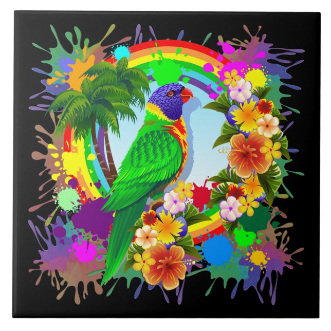 Azulejo cerâmico da foto do papagaio de Lorikeet (Frente)