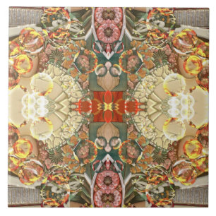 Azulejo cerâmico da foto do vintage grande (6" X