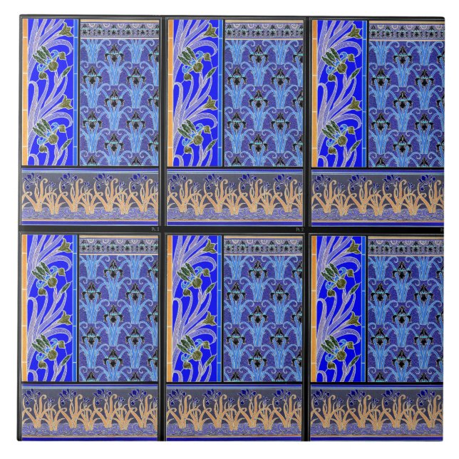 azulejo cerâmico da íris preto e roxo (Frente)