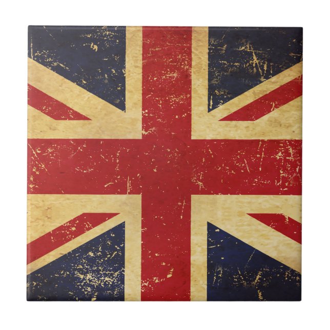 Azulejo cerâmico da Union Jack Flag Vintage (Frente)