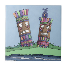 Azulejo cerâmico de ameixa de Tiki