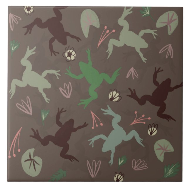 Azulejo cerâmico de Arte Botânica com Sapo bonito (Frente)