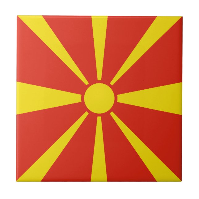 Azulejo Cerâmico de Bandeira da Macedônia do Norte (Frente)