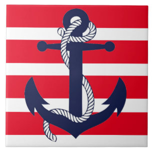 Azulejo cerâmico de Banhroom - Âncora azul vermelh