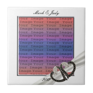 Azulejo cerâmico de corações em preto e branco