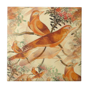Azulejo cerâmico de duas aves