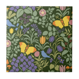 Azulejo cerâmico de flores selvagens da Voysey