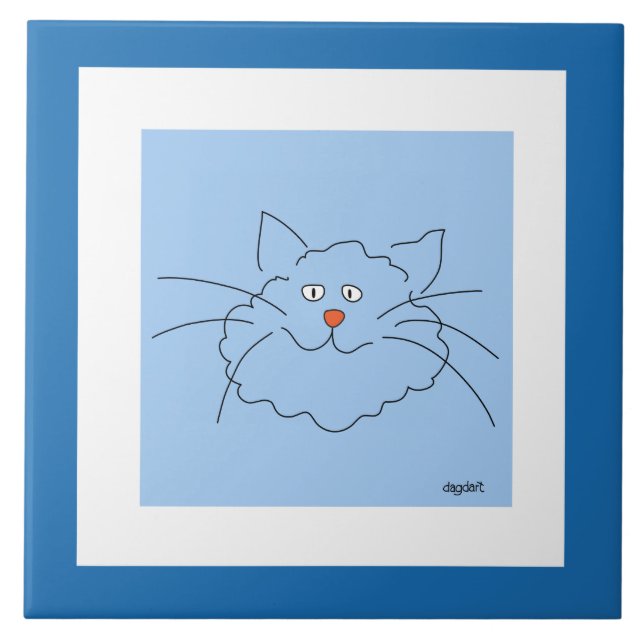 Azulejo cerâmico de Gato Azul (Frente)