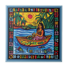 Azulejo Cerâmico de Huichol Loteria: La Chalupa Ce
