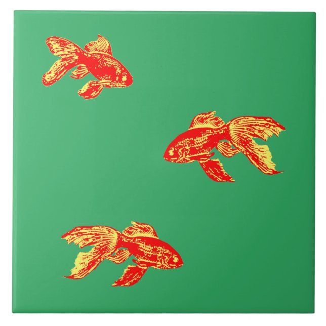 azulejo cerâmico de kingyo vermelho (Frente)