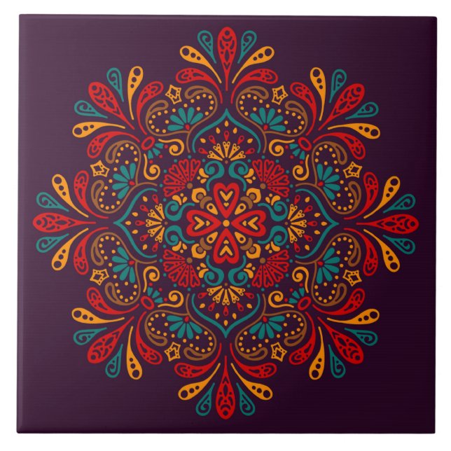 Azulejo Cerâmico de Mandala Decorativo (Frente)