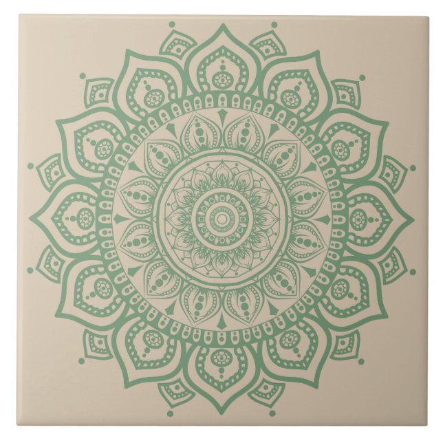 Azulejo Cerâmico de Mandala Verde (Frente)