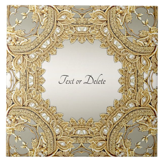 Azulejo cerâmico de Ornamentado Dourado (Frente)