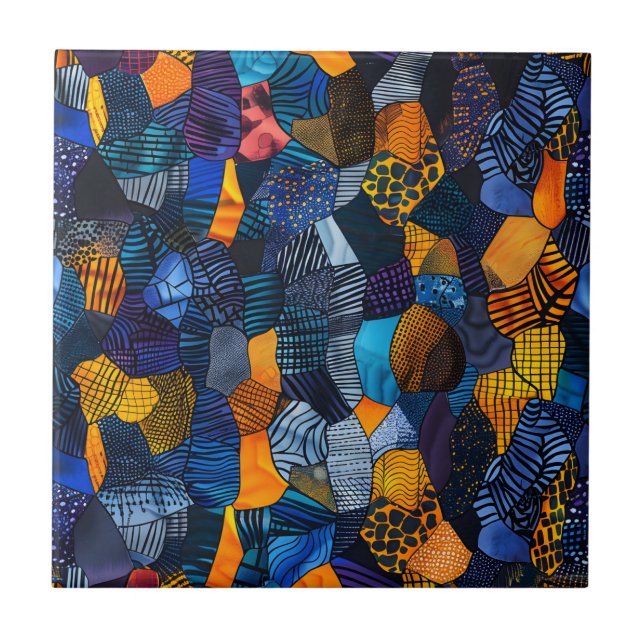 Azulejo cerâmico de padrão tribal africano (Frente)