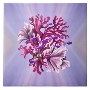 Azulejo cerâmico de sereia de oceano roxo