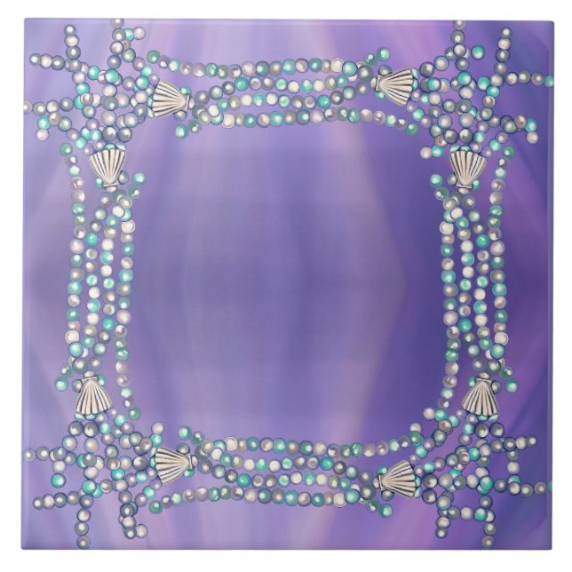 Azulejo cerâmico de sereia de oceano roxo (Frente)