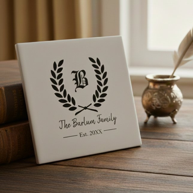 Azulejo cerâmico do programa de repouso familiar (Family Crest Monogram Ceramic Tile)