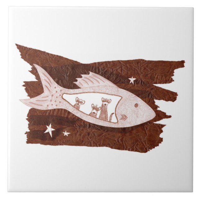 Azulejo cerâmico dos furões espaciais (Frente)