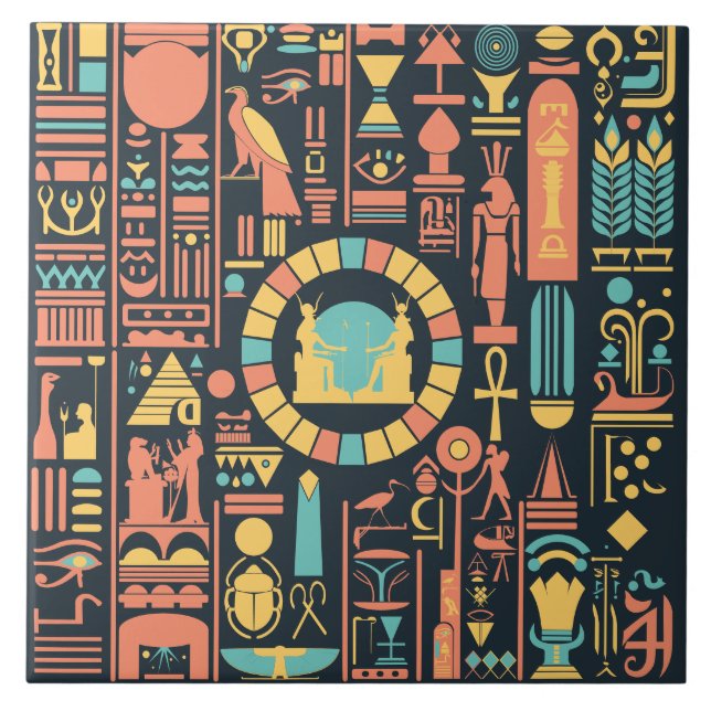 Azulejo cerâmico egípcio Hieroglifos (Frente)