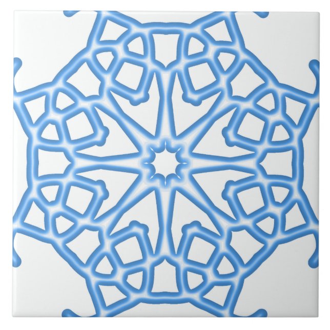 Azulejo cerâmico, elegante design azul e branco (Frente)
