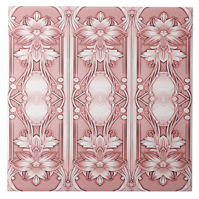 Azulejo Cerâmico Floral Rosa (Frente)