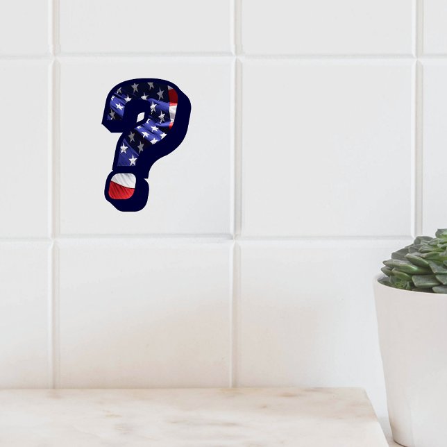 Azulejo Cerâmico Fotográfico LG - Marca de Pergunt (American Flag Question Mark LG Photo Ceramic Tile)
