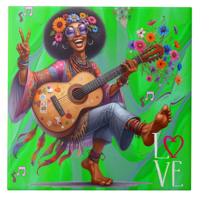 Azulejo Cerâmico Hippie-Me Colorida (Frente)