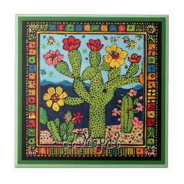 Azulejo Cerâmico Huichol Loteria: Azulejo Cerâmico