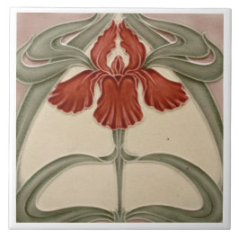 Azulejo cerâmico - Iris Art Nouveau Floral Orange