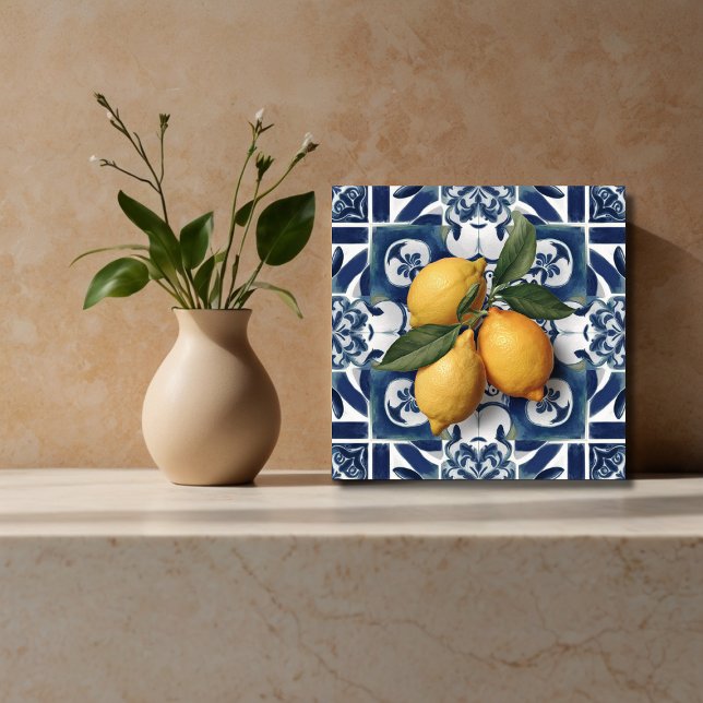 Azulejo cerâmico italiano Lemon Blue White (Criador carregado)