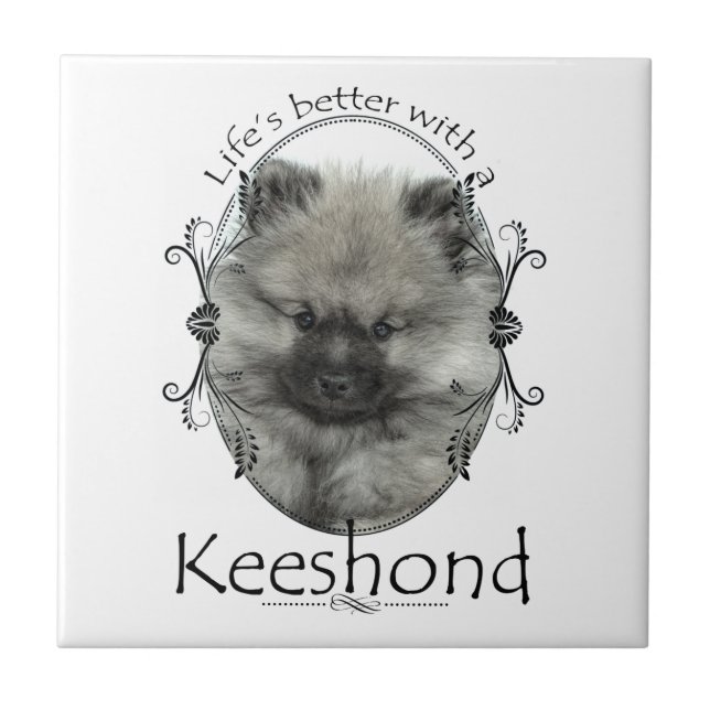 Azulejo Cerâmico Keeshond Puppy (Frente)