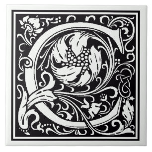 Azulejo cerâmico - Monograma - Letra C