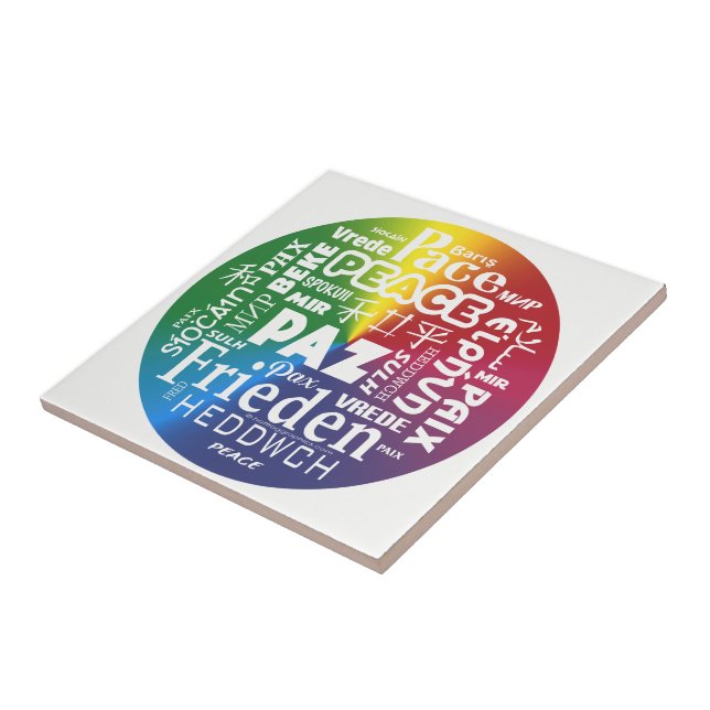 Azulejo cerâmico mostra Paz Pax multilíngue (Lateral)