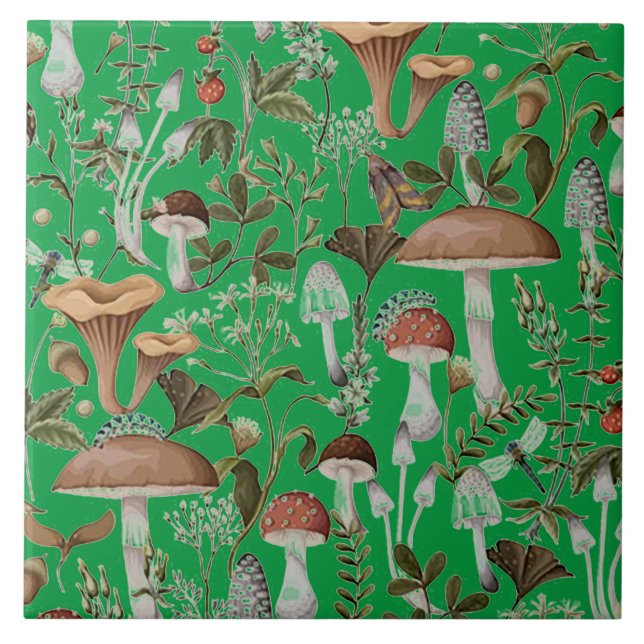 azulejo cerâmico "Mushroom Forrest Green" (Frente)