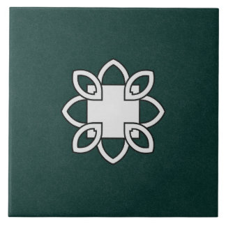 Azulejo cerâmico - Padrão preto e branco em verde