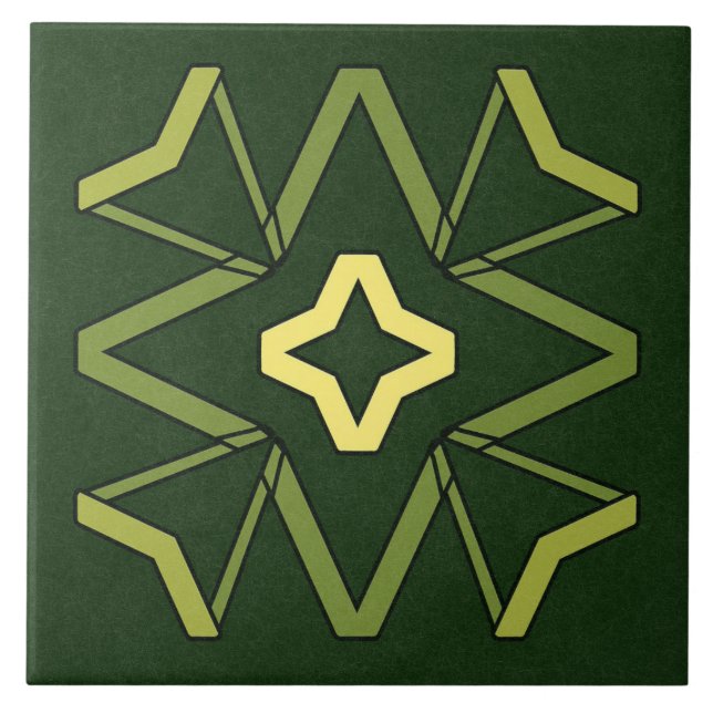 Azulejo cerâmico - Padrão texturizado amarelo e ve (Frente)