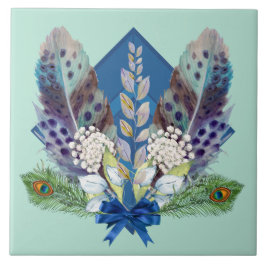 AZULEJO CERÂMICO - PENAS E AVES